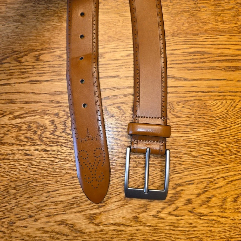 Size 42‎ Genuine Italian Leather Men's Dress Belt Brogue Wingtip Detail 48